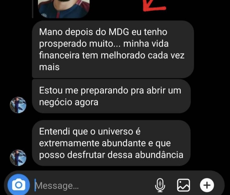 Print de mensagem de aluno relatando prosperidade financeira e abertura do próprio negócio
